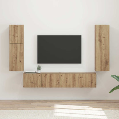 Conjunto De Mueble De Tv 4 Pcs Roble Artesanal