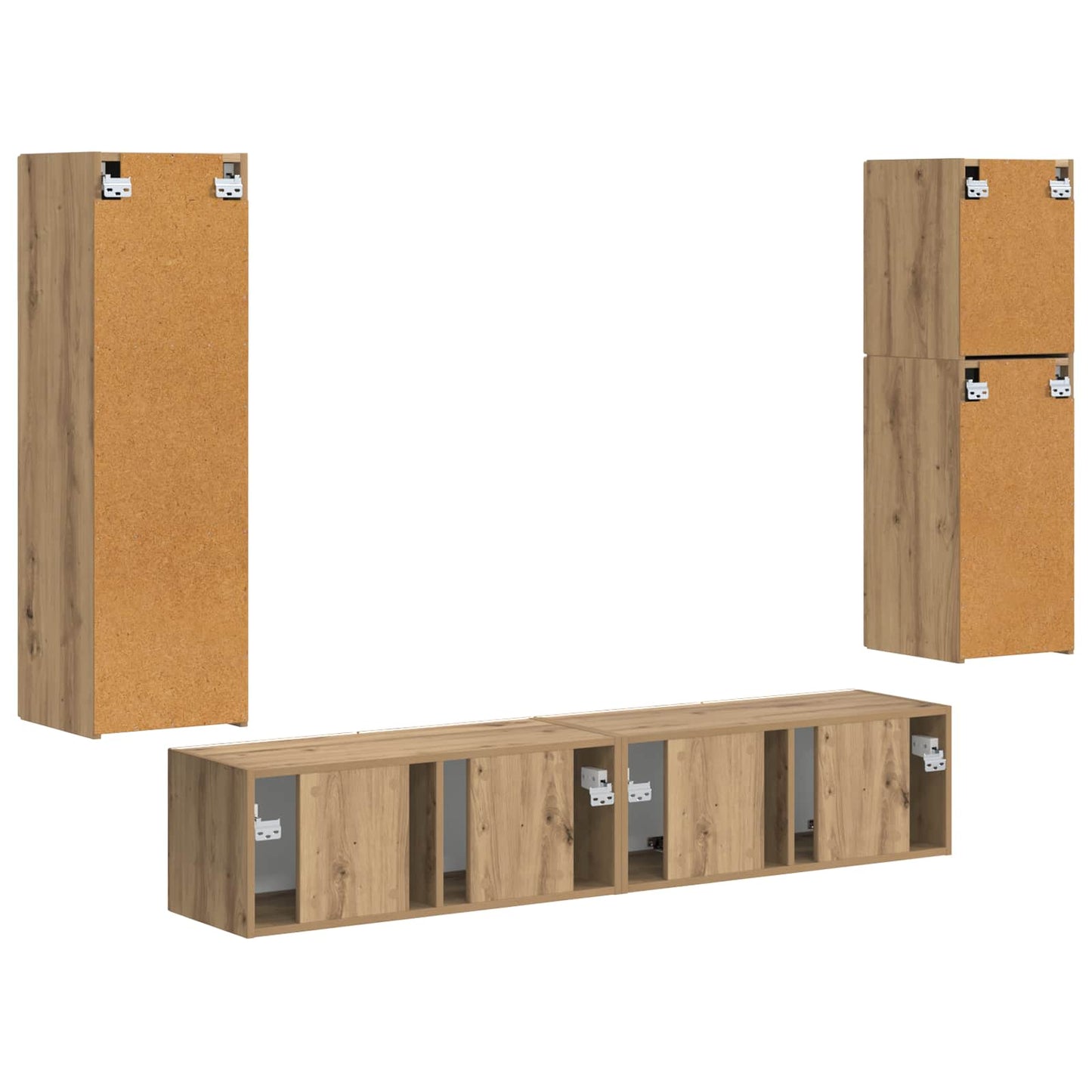 Conjunto De Mueble De Tv 4 Pcs Roble Artesanal