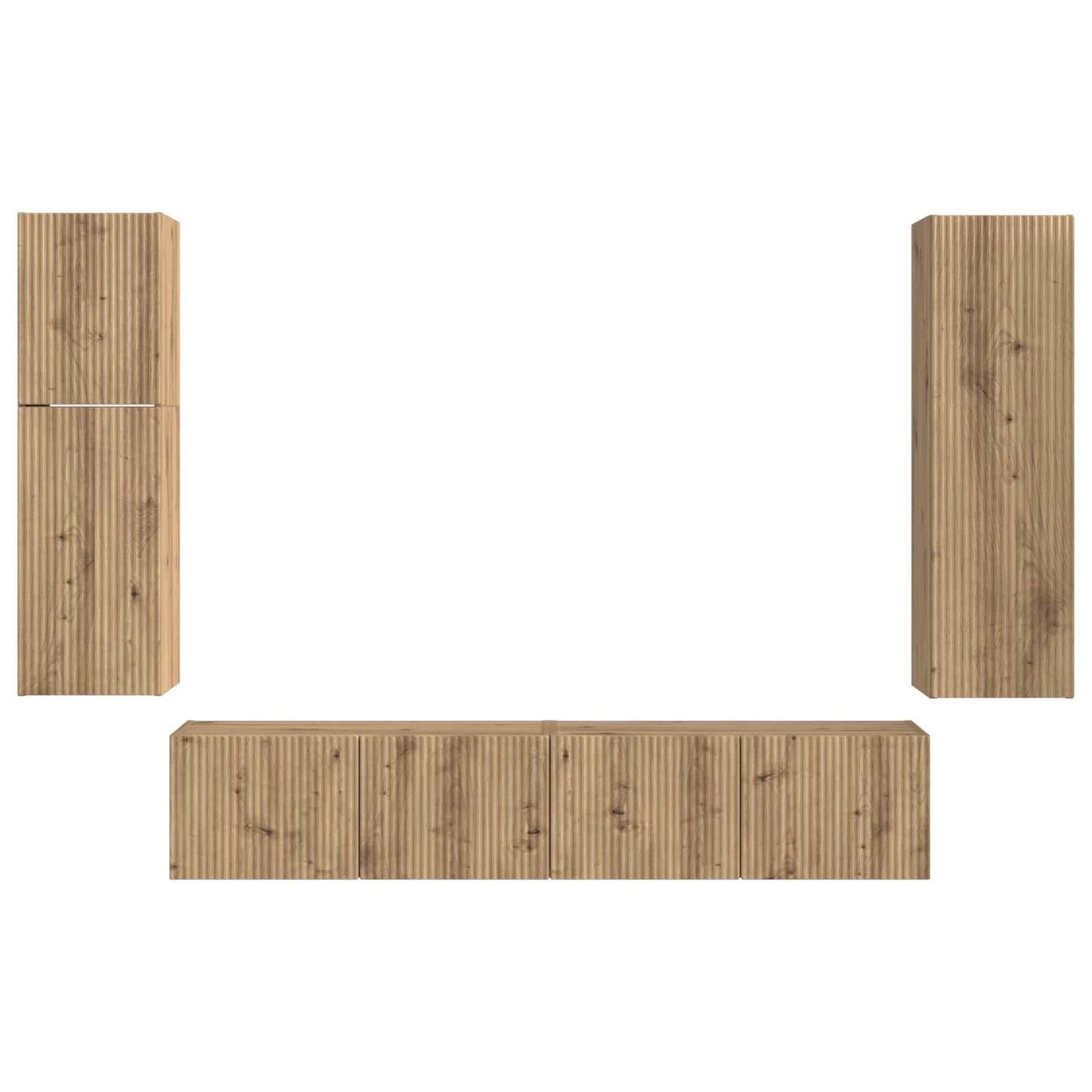 Conjunto De Mueble De Tv 4 Pcs Roble Artesanal