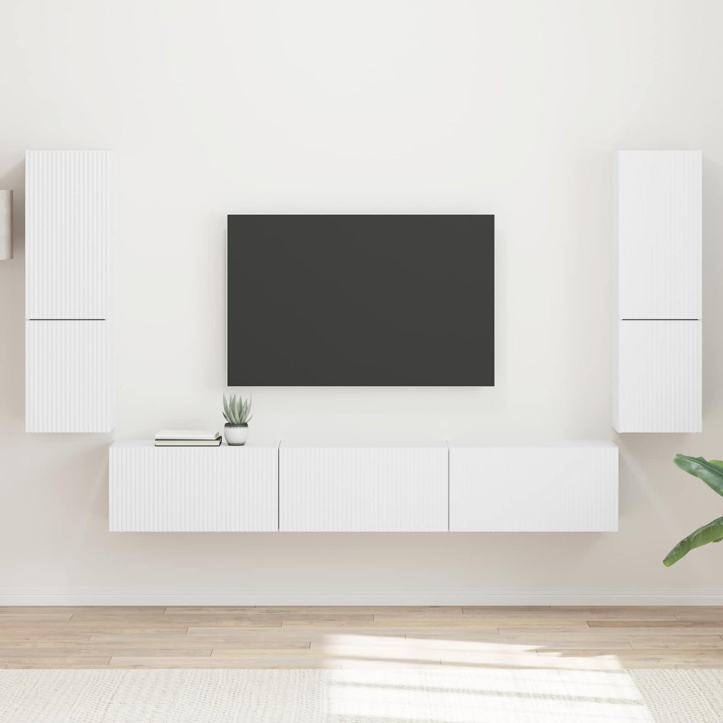 Conjunto De Mueble De Tv 4 Pcs Madera De Ingeniería