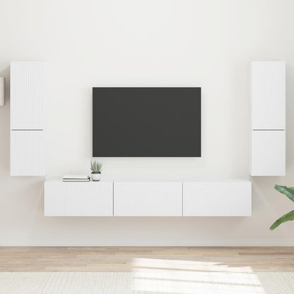 Conjunto De Mueble De Tv 4 Pcs Madera De Ingeniería