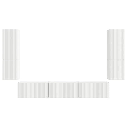 Conjunto De Mueble De Tv 4 Pcs Madera De Ingeniería