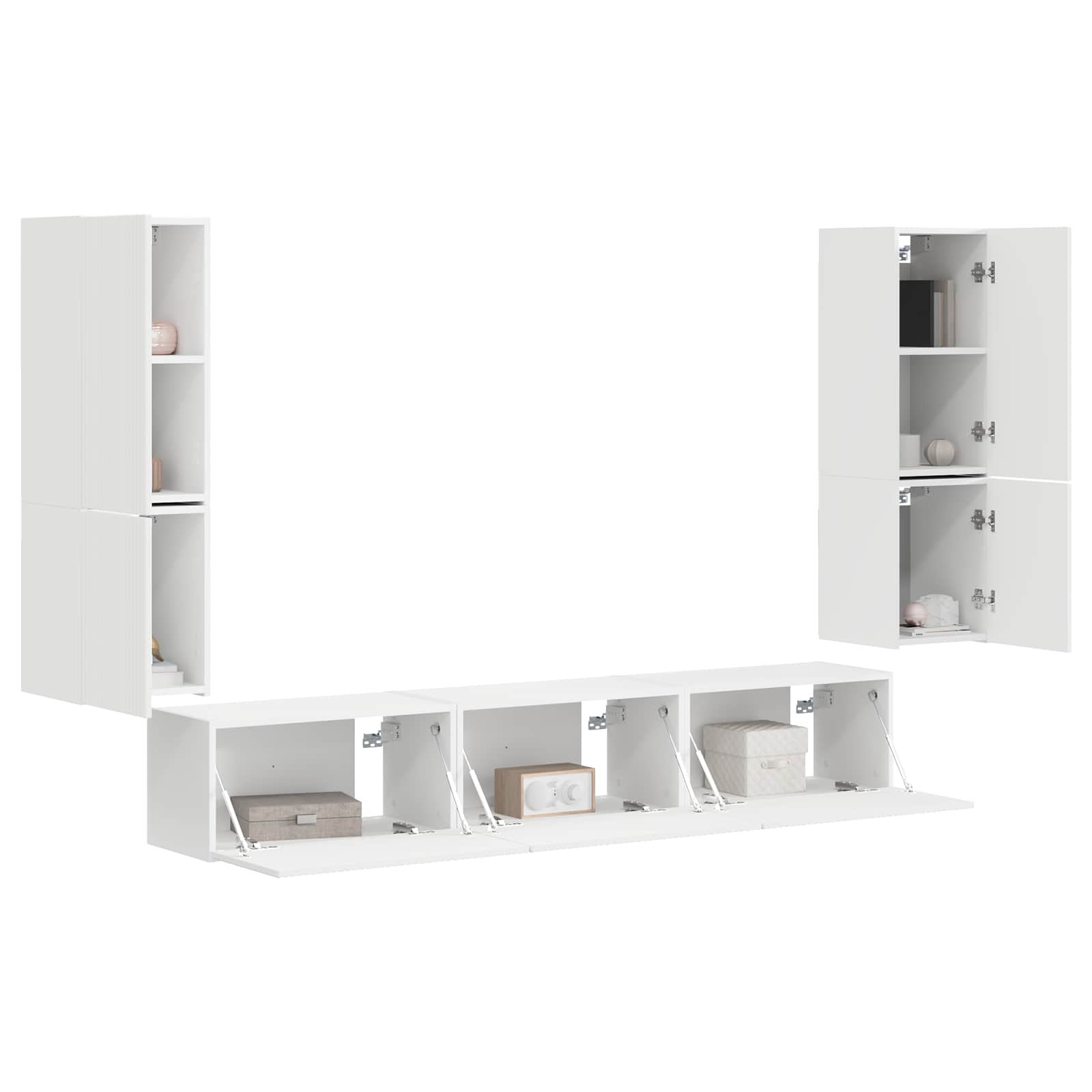 Conjunto De Mueble De Tv 4 Pcs Madera De Ingeniería