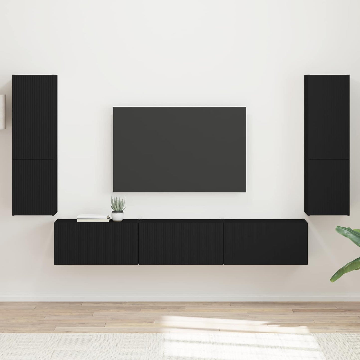 Conjunto De Mueble De Tv Montaje En La Pared 4 Pcs Madera Vieja