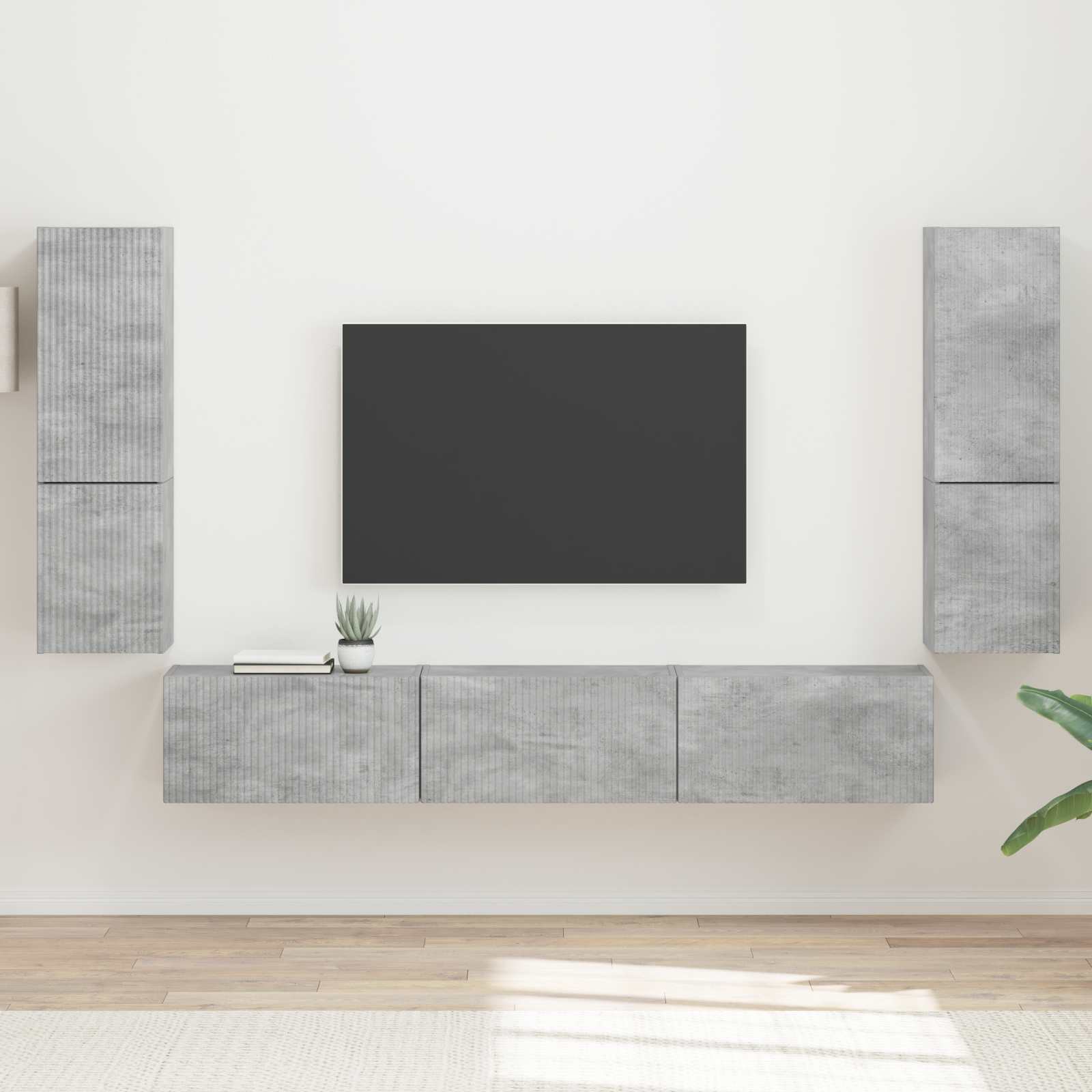Conjunto De Mueble De Tv Montaje En La Pared 4 Pcs Madera Vieja