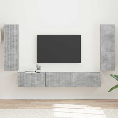 Conjunto De Mueble De Tv Montaje En La Pared 4 Pcs Madera Vieja