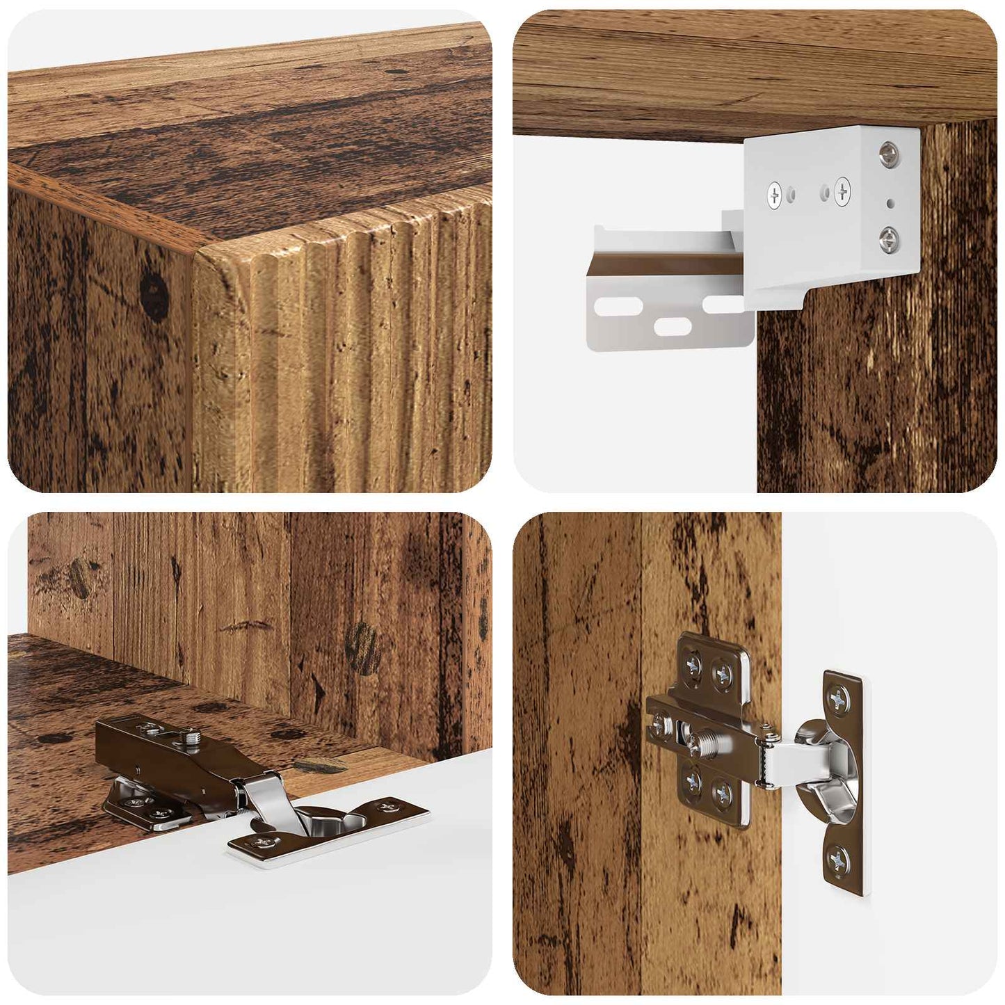 Conjunto De Mueble De Tv Montaje En La Pared 4 Pcs Madera Vieja