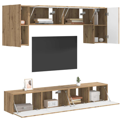 Conjunto De Mueble De Tv 5 Pcs Madera De Ingeniería