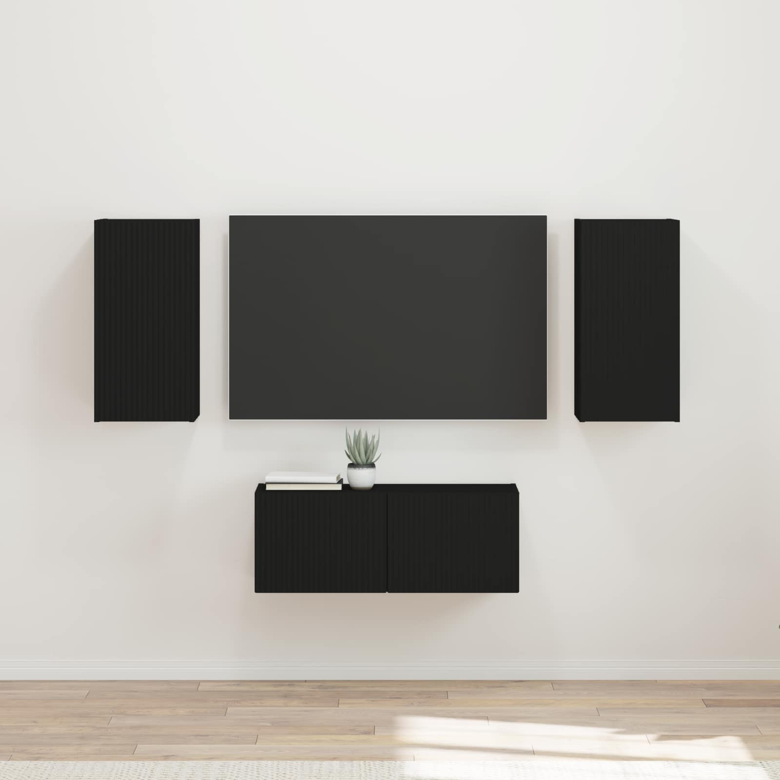 Conjunto De Mueble De Tv Montaje En La Pared 6 Pcs Madera Vieja