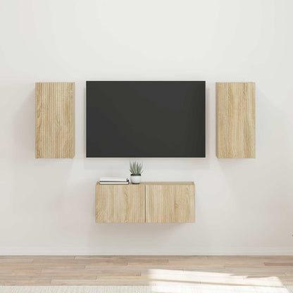 Conjunto De Mueble De Tv Montaje En La Pared 6 Pcs Madera Vieja