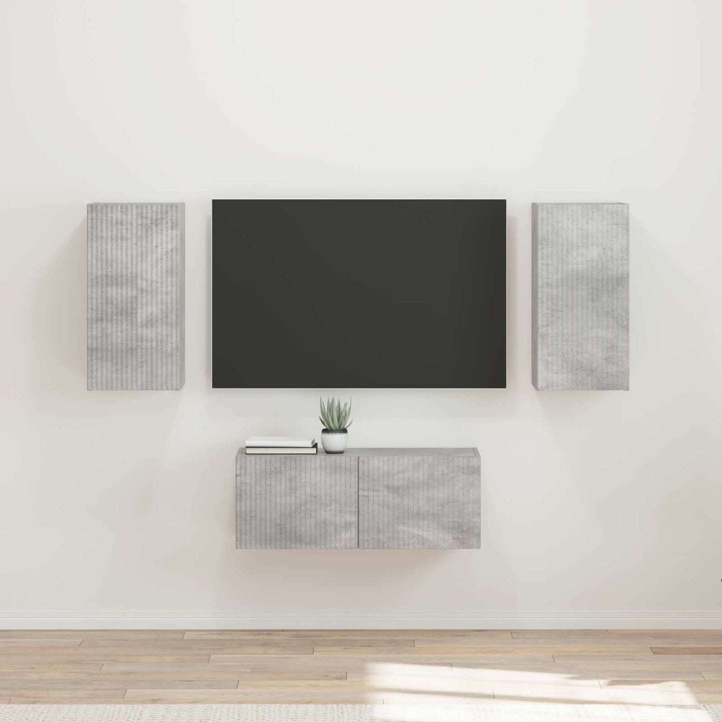 Conjunto De Mueble De Tv Montaje En La Pared 6 Pcs Madera Vieja