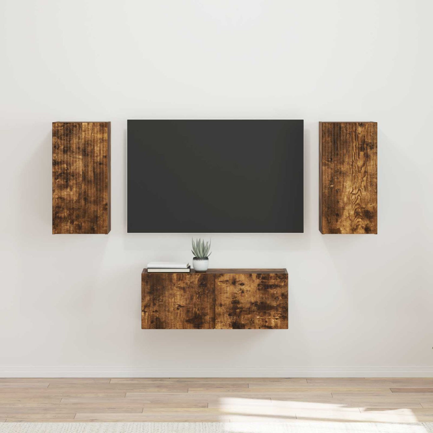 Conjunto De Mueble De Tv Montaje En La Pared 6 Pcs Madera Vieja