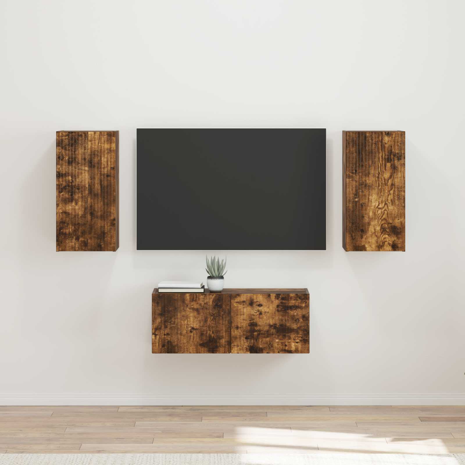 Conjunto De Mueble De Tv Montaje En La Pared 6 Pcs Madera Vieja