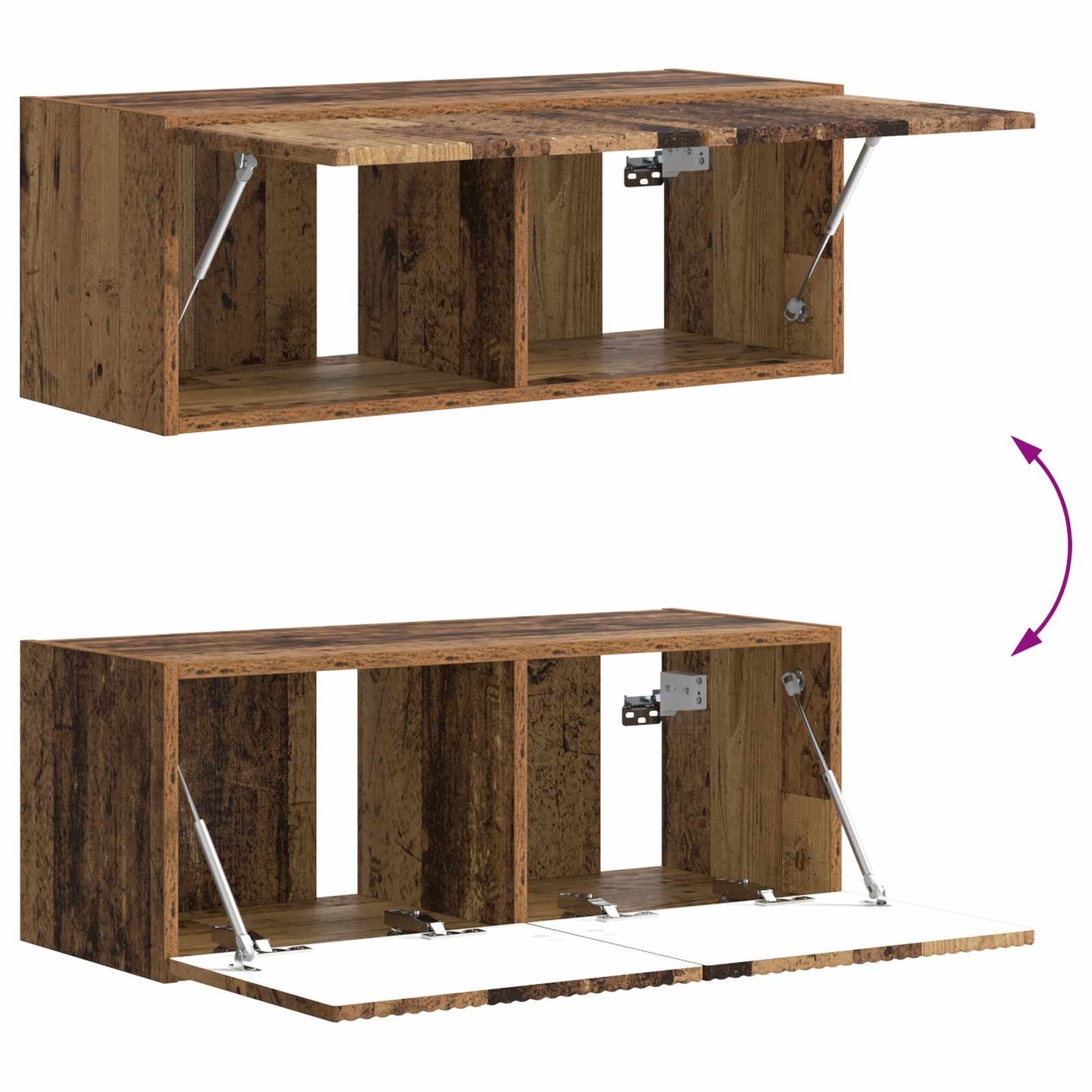 Conjunto De Mueble De Tv Montaje En La Pared 6 Pcs Madera Vieja
