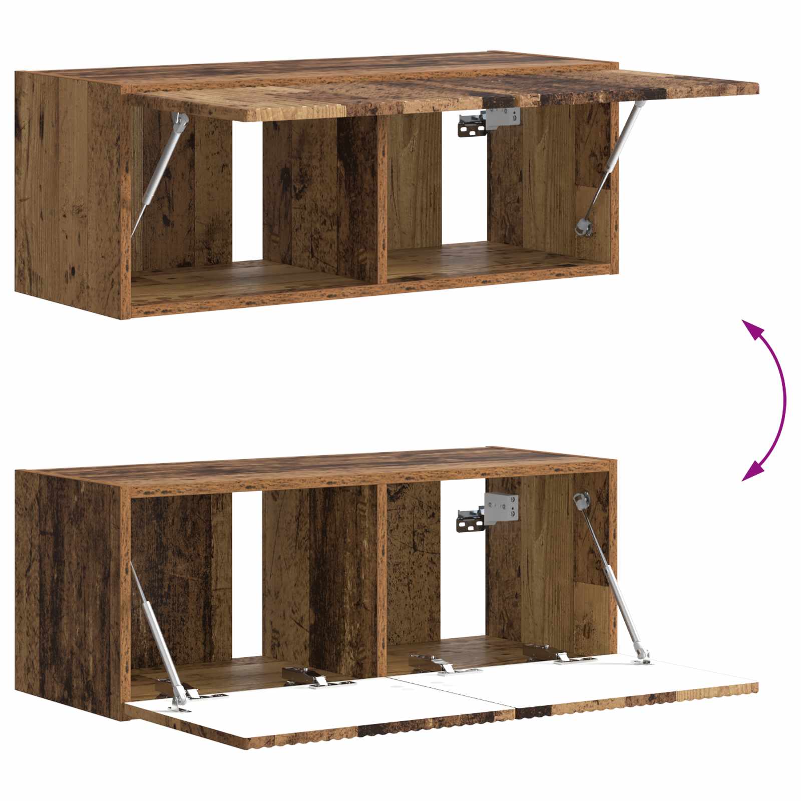 Conjunto De Mueble De Tv Montaje En La Pared 6 Pcs Madera Vieja