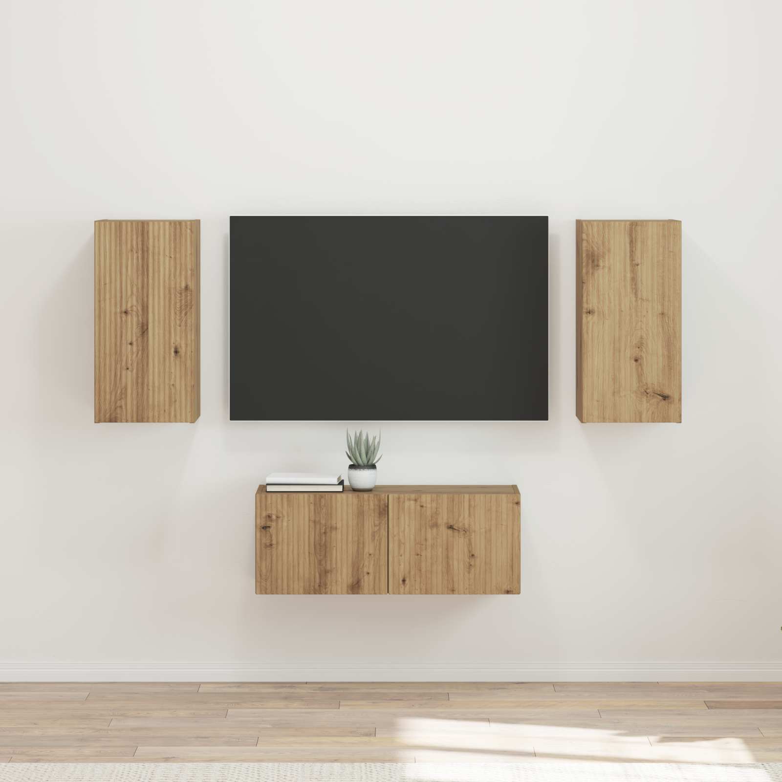 Conjunto De Mueble De Tv Montaje En La Pared 6 Pcs Madera Vieja