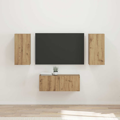 Conjunto De Mueble De Tv Montaje En La Pared 6 Pcs Madera Vieja