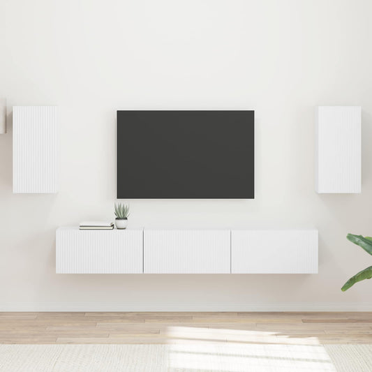 Conjunto De Mueble De Tv 5 Pcs Madera De Ingeniería