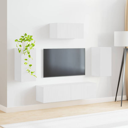 Conjunto De Mueble De Tv 5 Pcs Madera De Ingeniería