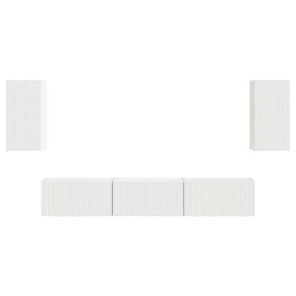 Conjunto De Mueble De Tv 5 Pcs Madera De Ingeniería