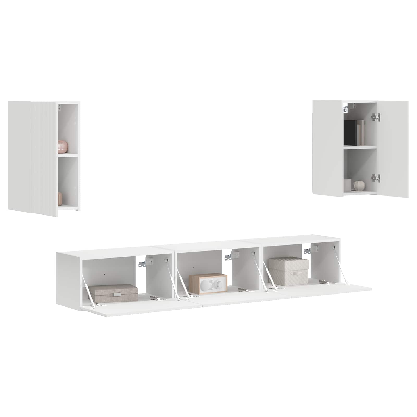 Conjunto De Mueble De Tv 5 Pcs Madera De Ingeniería