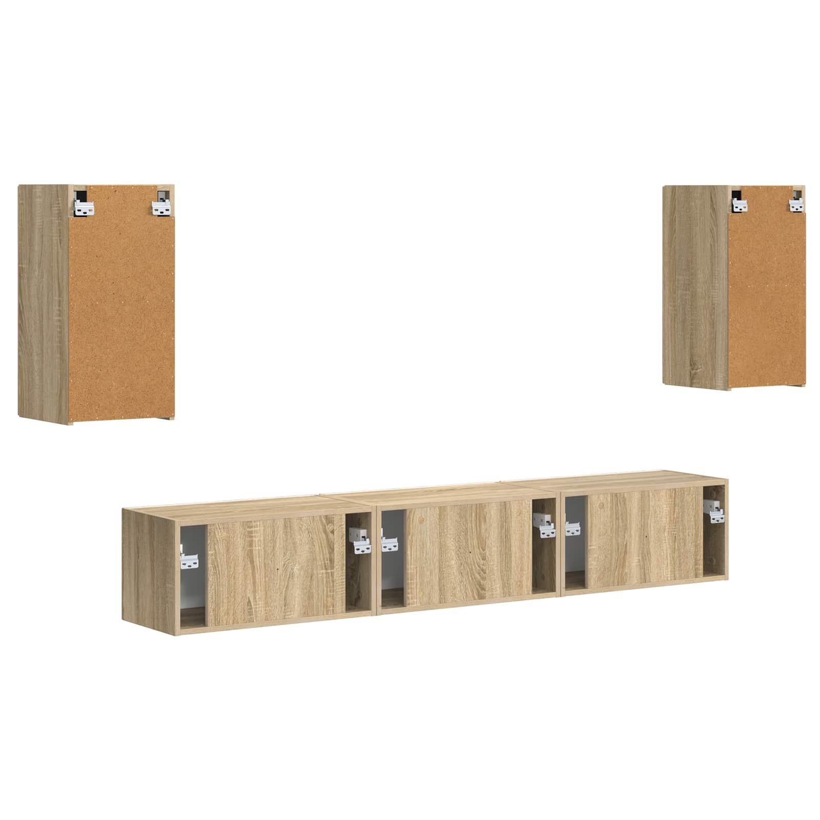 Conjunto De Mueble De Tv Montaje En La Pared 5 Pcs Roble Sonoma