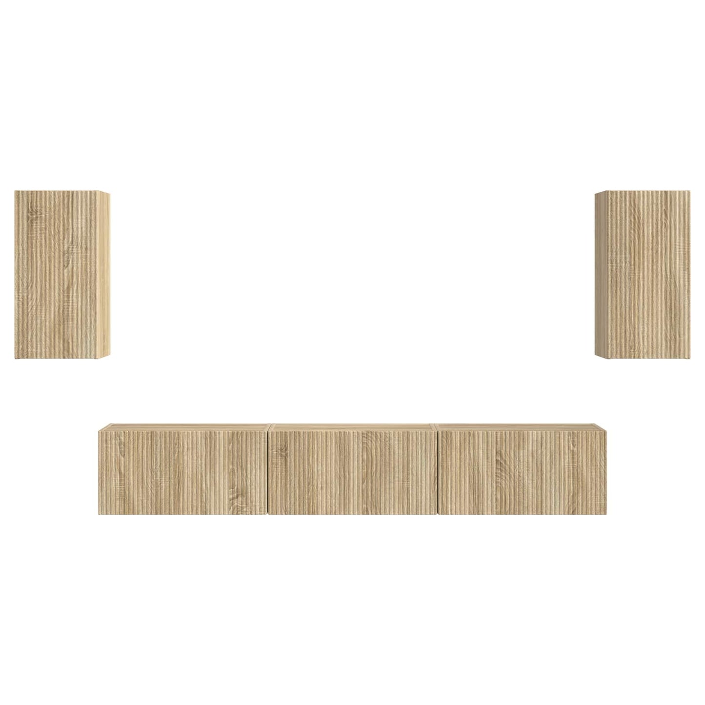 Conjunto De Mueble De Tv Montaje En La Pared 5 Pcs Roble Sonoma