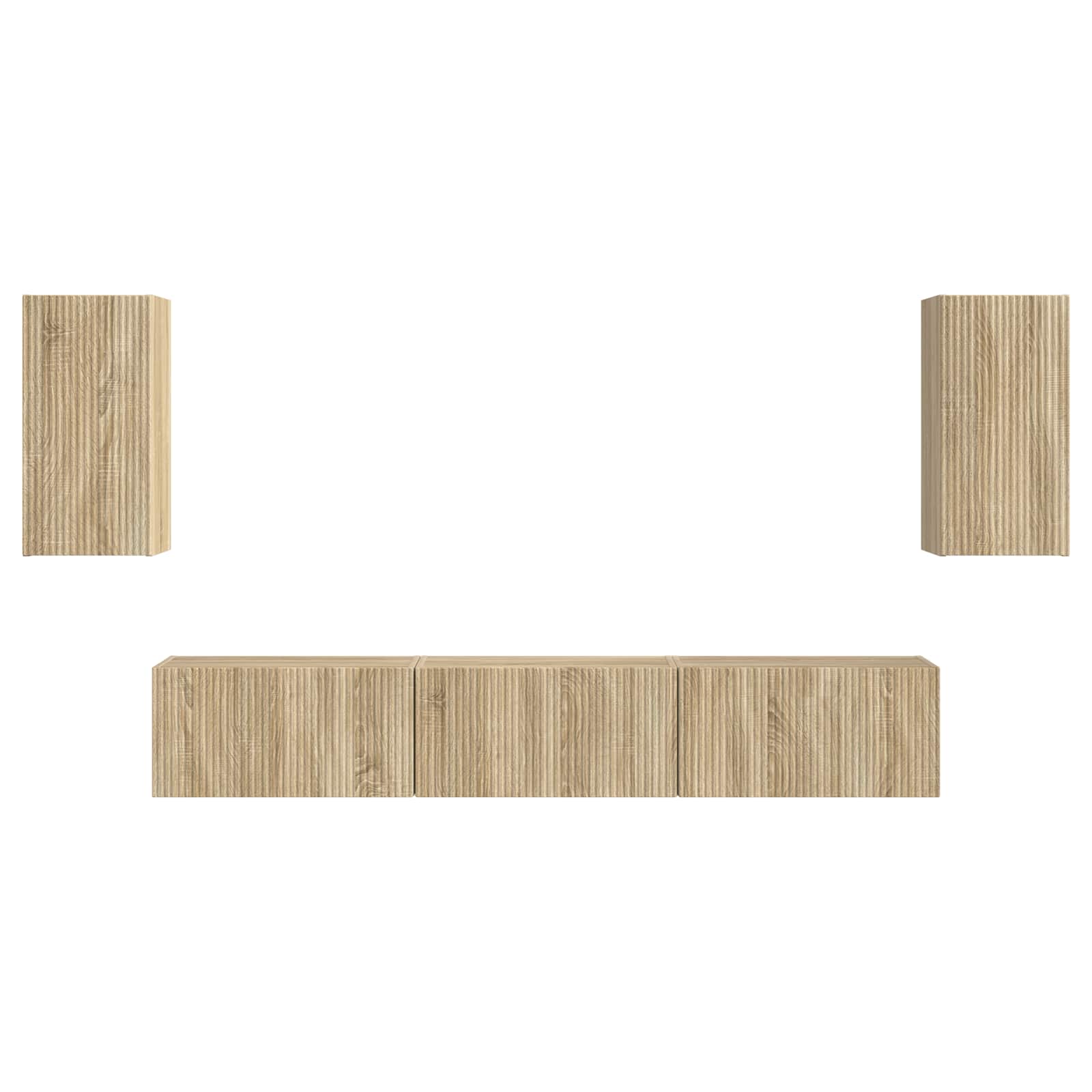 Conjunto De Mueble De Tv Montaje En La Pared 5 Pcs Roble Sonoma
