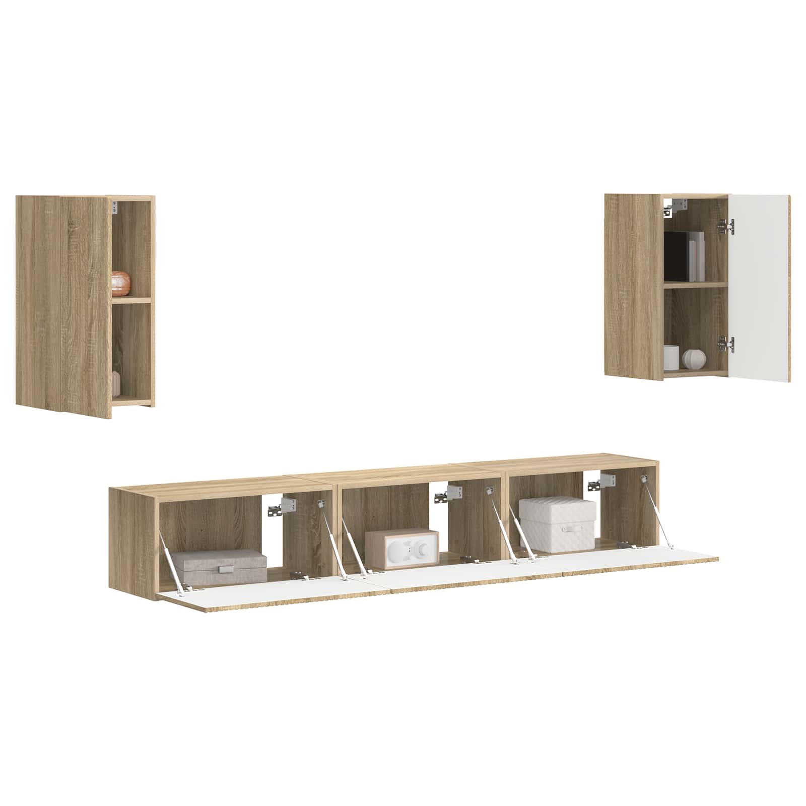 Conjunto De Mueble De Tv Montaje En La Pared 5 Pcs Roble Sonoma