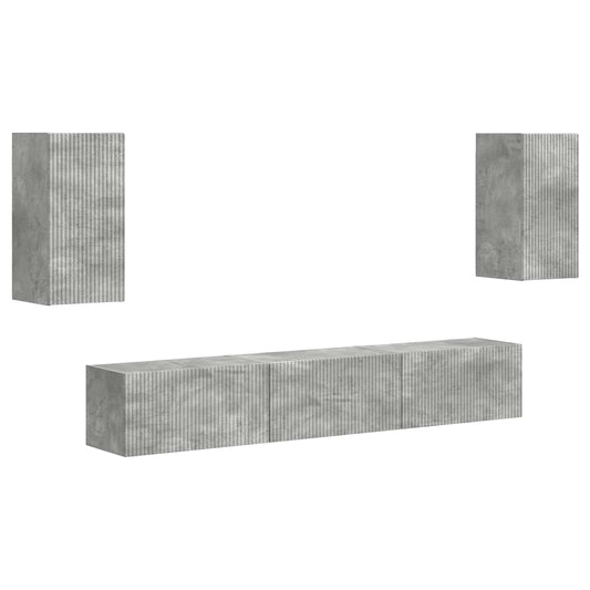 Conjunto De Mueble De Tv 5 Pcs Gris Concreto
