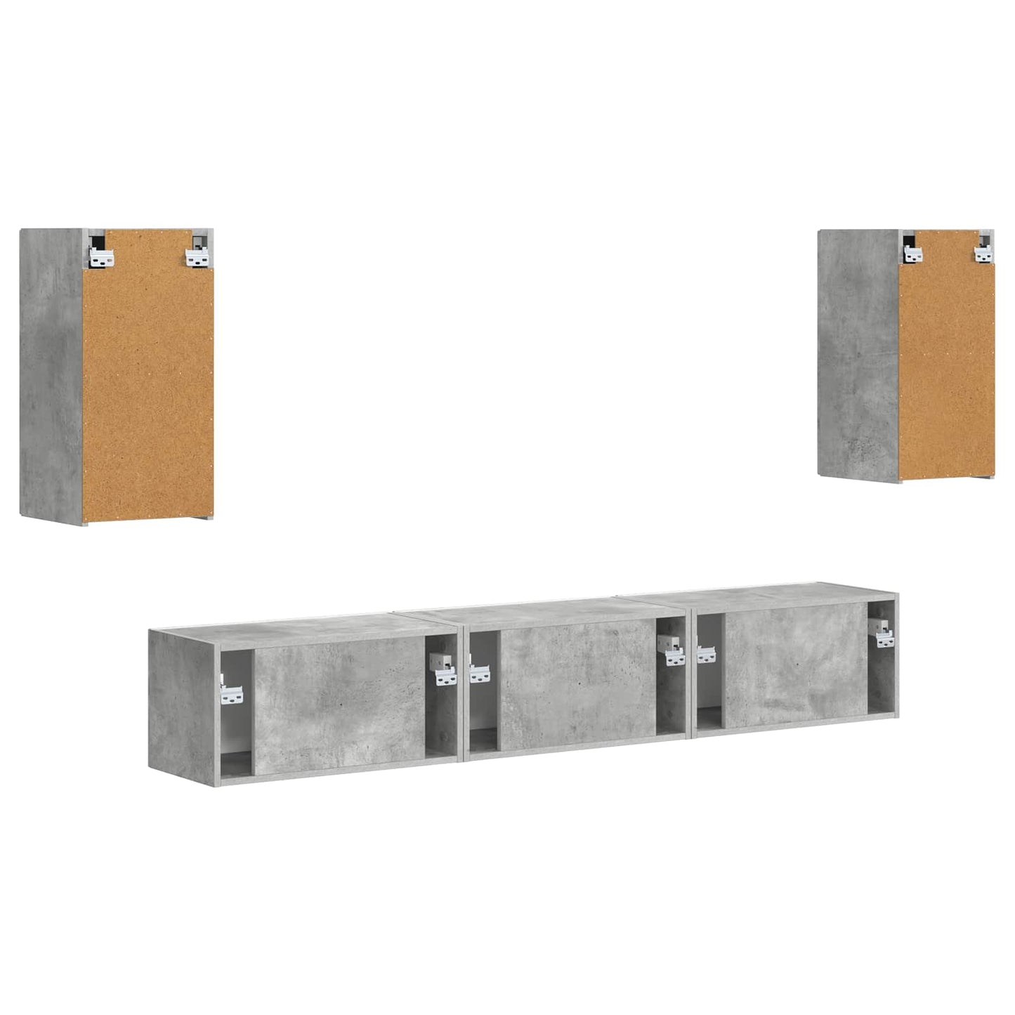 Conjunto De Mueble De Tv 5 Pcs Gris Concreto
