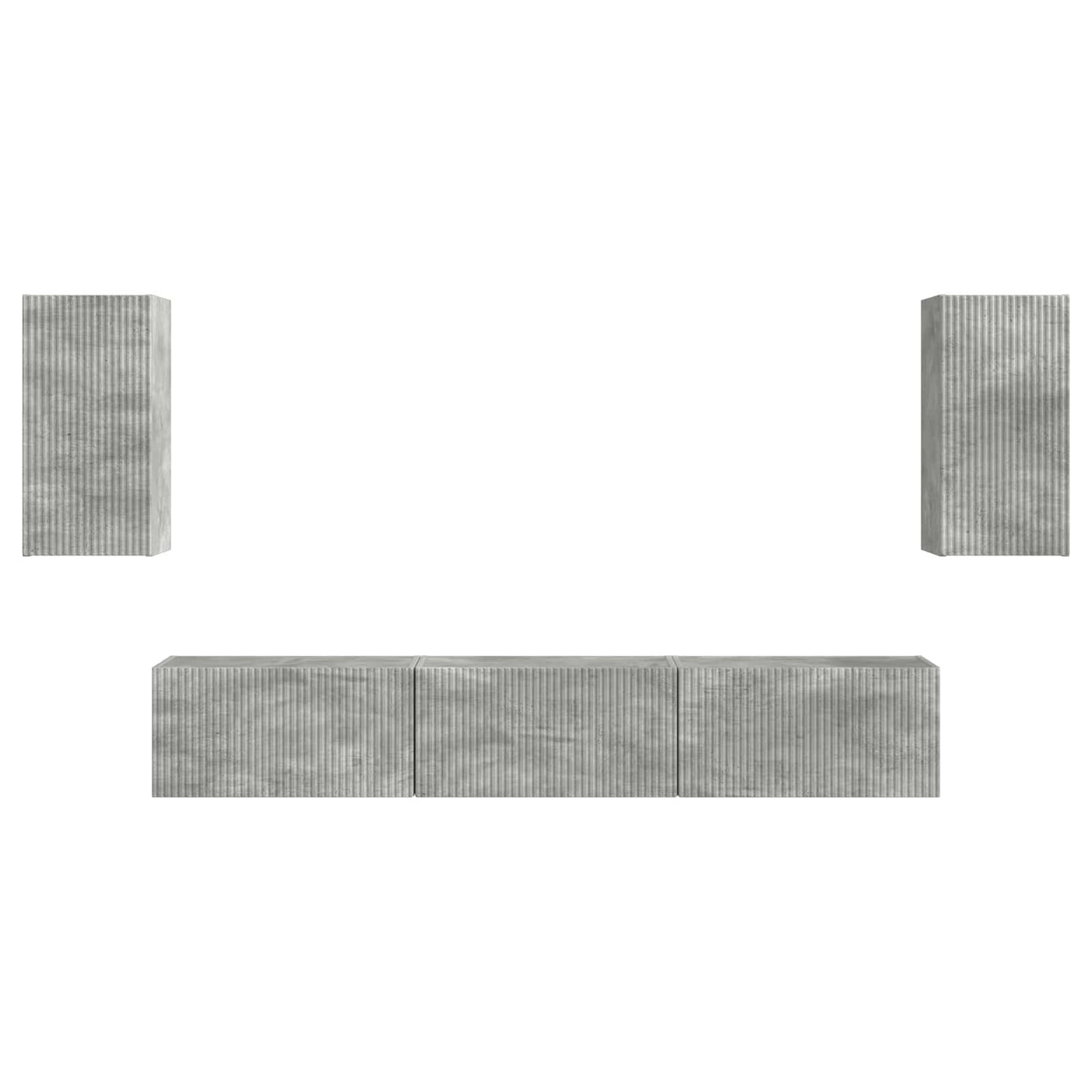 Conjunto De Mueble De Tv 5 Pcs Gris Concreto