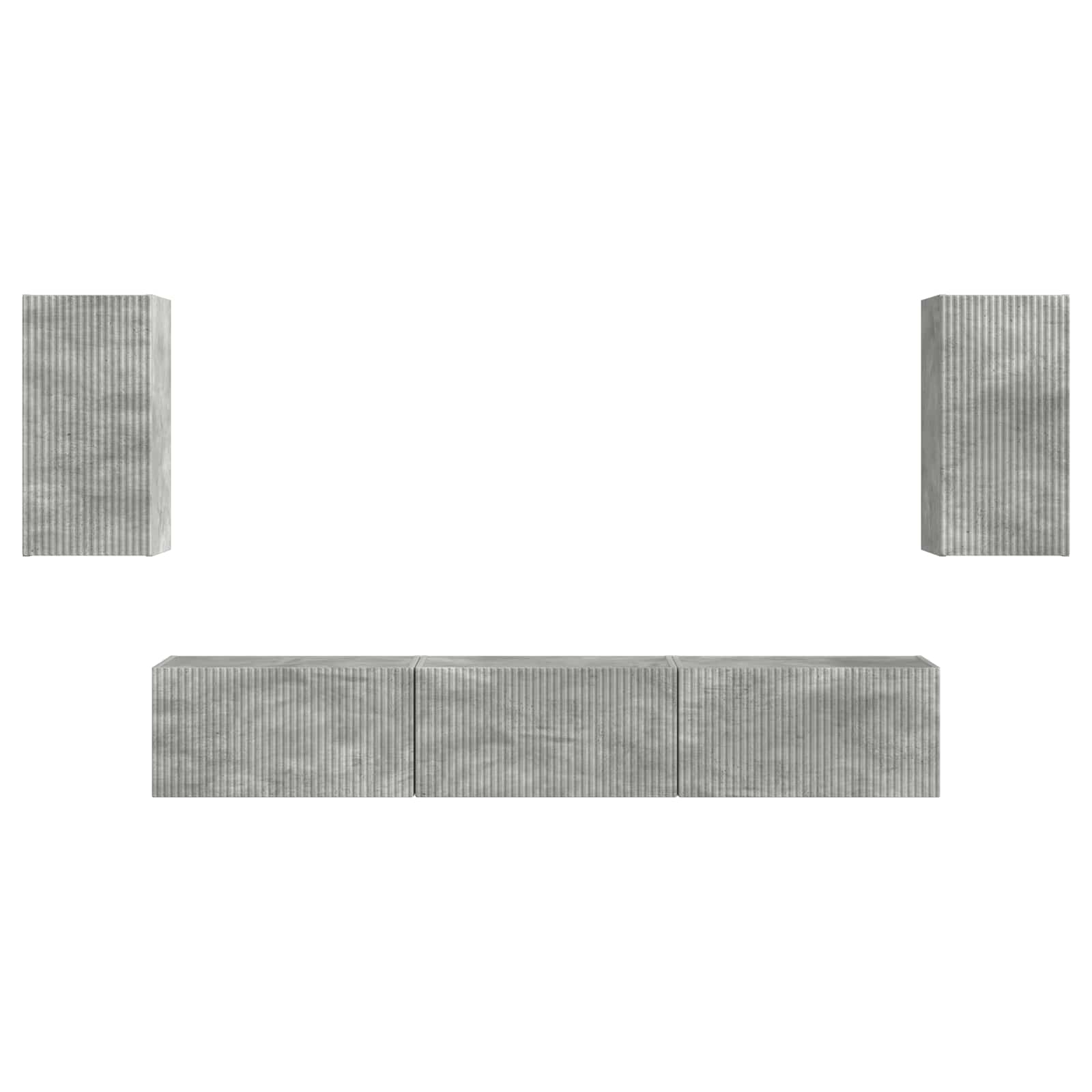 Conjunto De Mueble De Tv 5 Pcs Gris Concreto