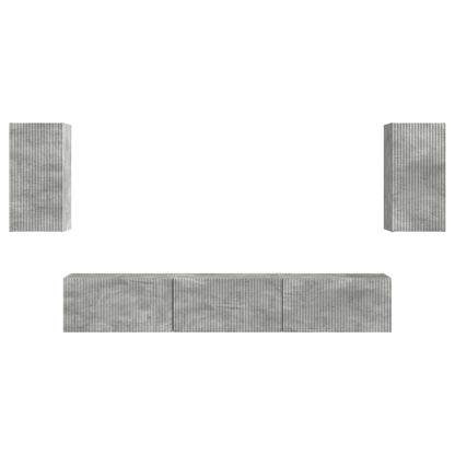 Conjunto De Mueble De Tv 5 Pcs Gris Concreto