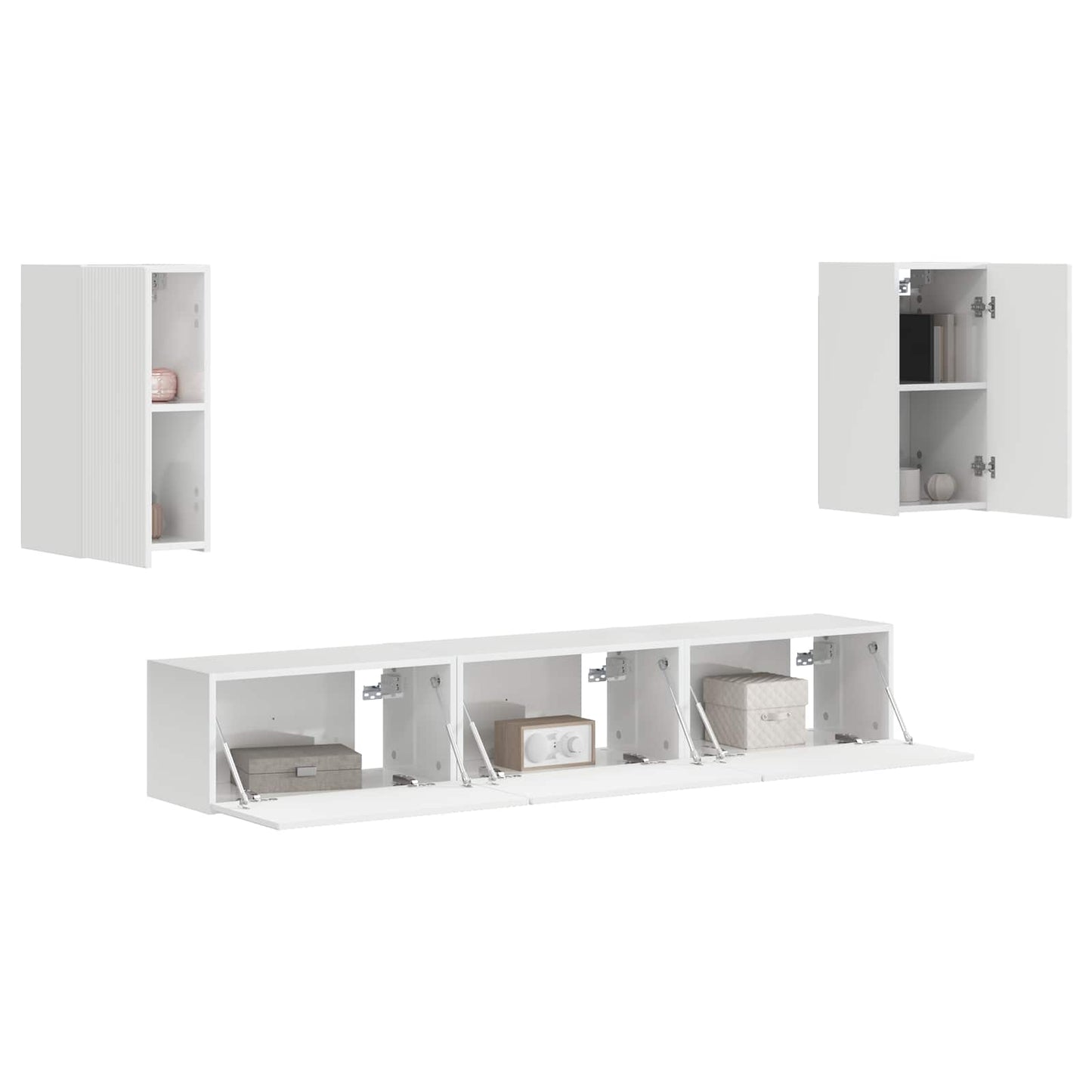 Conjunto De Mueble De Tv 5 Pcs Brillante Madera De Ingeniería