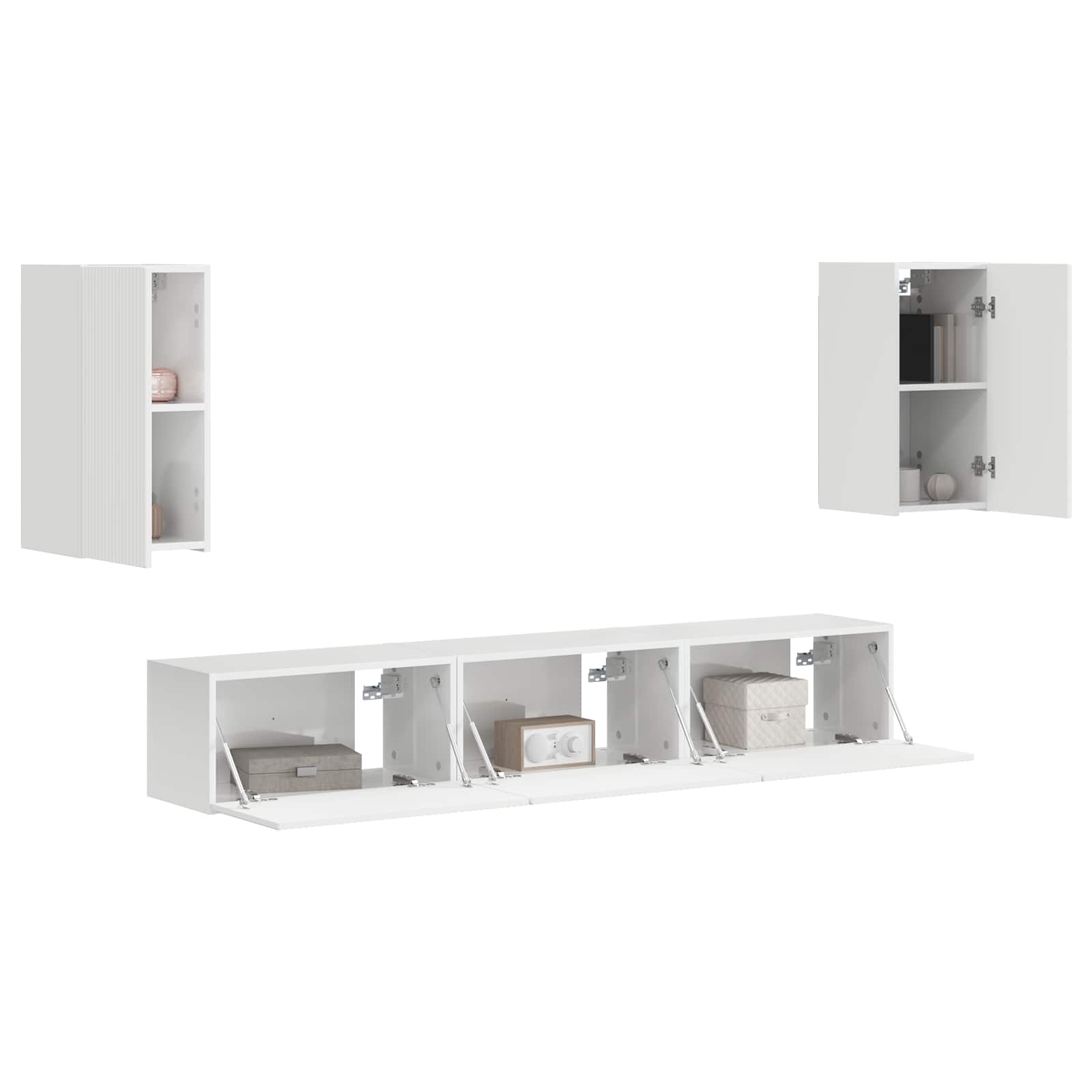 Conjunto De Mueble De Tv 5 Pcs Brillante Madera De Ingeniería