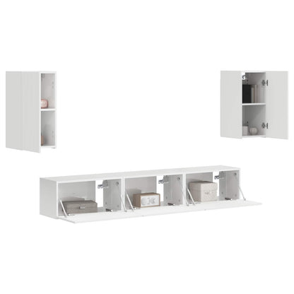 Conjunto De Mueble De Tv 5 Pcs Brillante Madera De Ingeniería