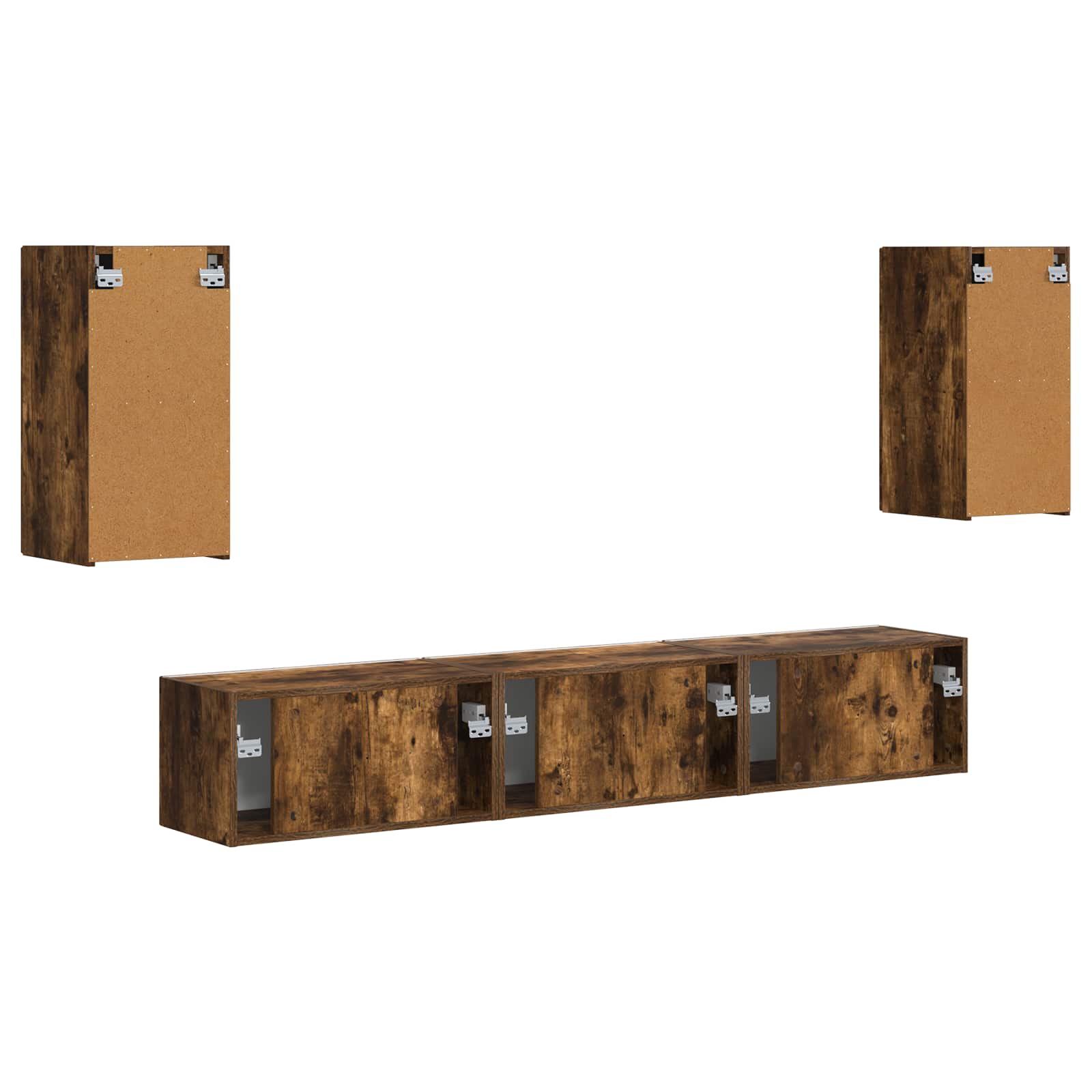 Conjunto De Mueble De Tv 5 Pcs Roble Ahumado