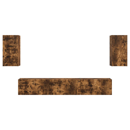 Conjunto De Mueble De Tv 5 Pcs Roble Ahumado
