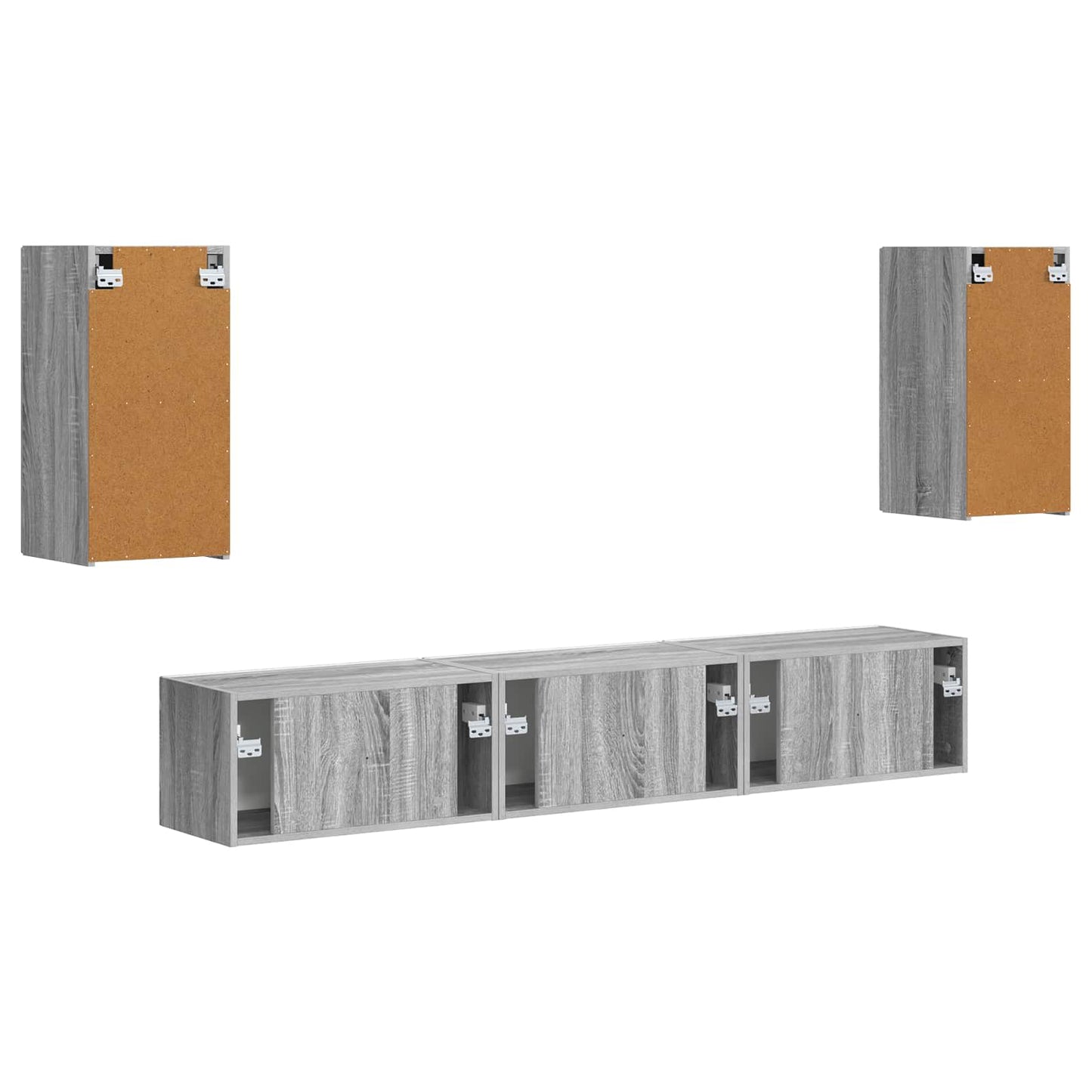 Conjunto De Mueble De Tv 5 Pcs Gris Sonoma Madera De Ingeniería