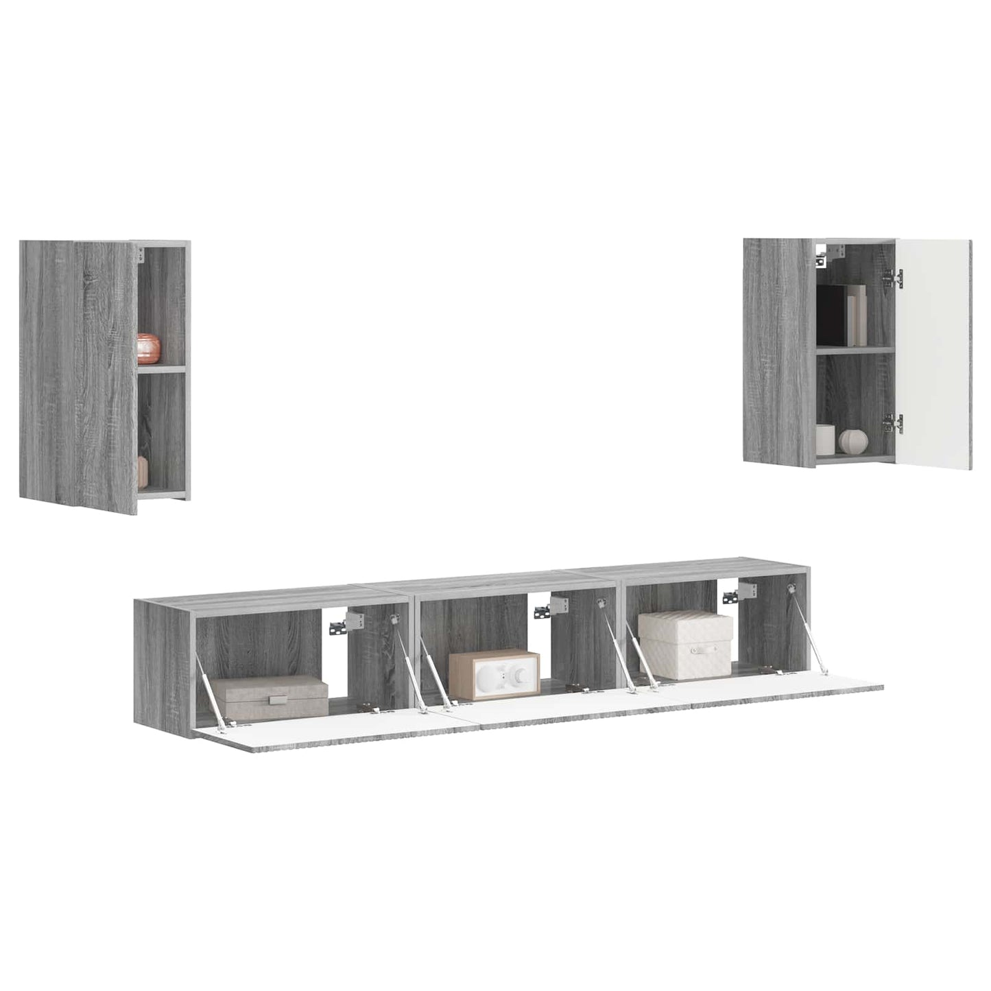 Conjunto De Mueble De Tv 5 Pcs Gris Sonoma Madera De Ingeniería
