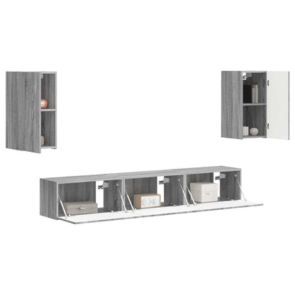 Conjunto De Mueble De Tv 5 Pcs Gris Sonoma Madera De Ingeniería