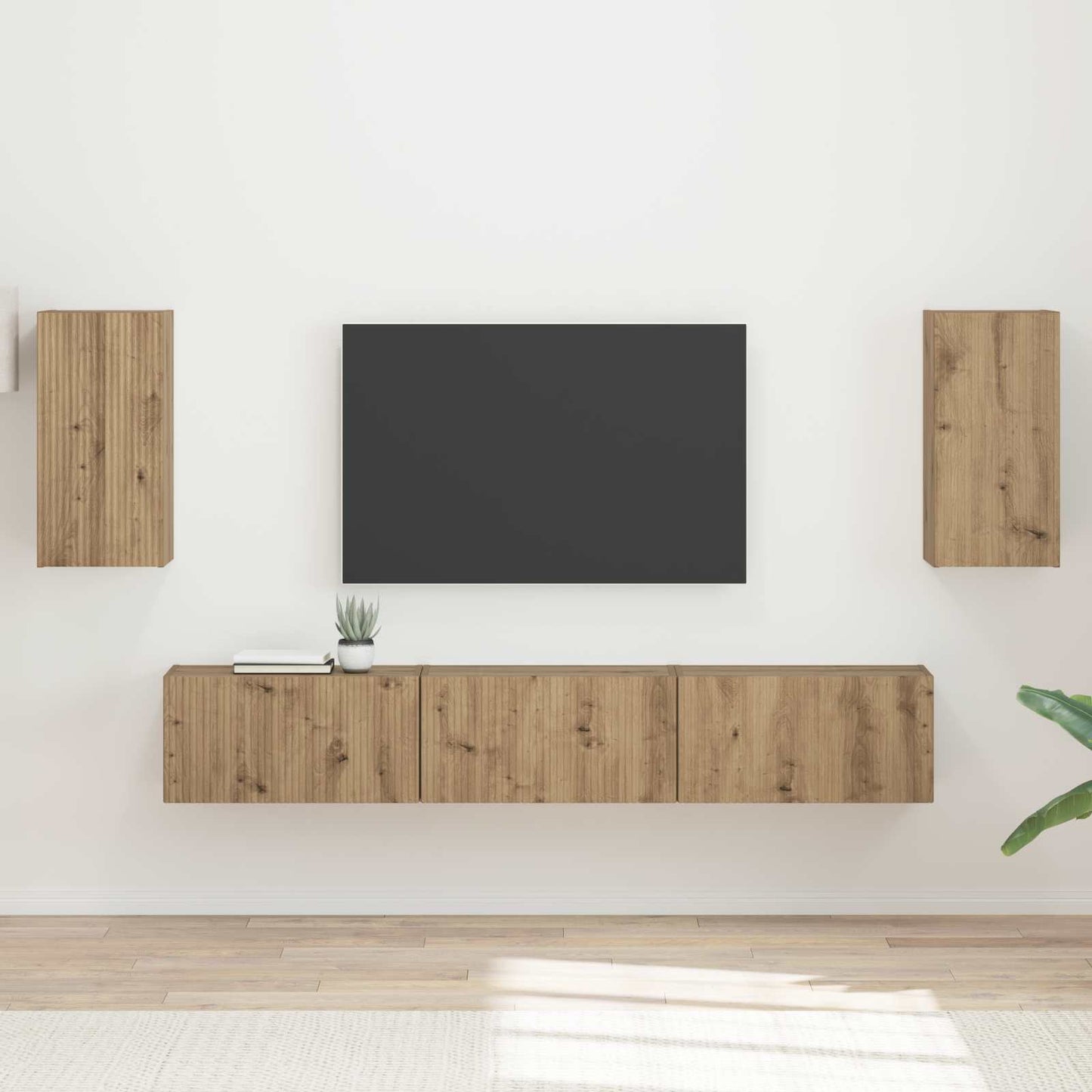 Conjunto De Mueble De Tv 5 Pcs Roble Artesanal