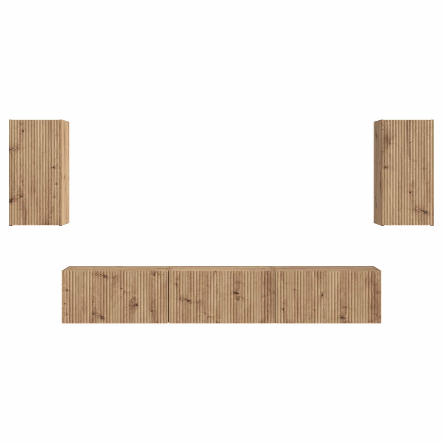 Conjunto De Mueble De Tv 5 Pcs Roble Artesanal