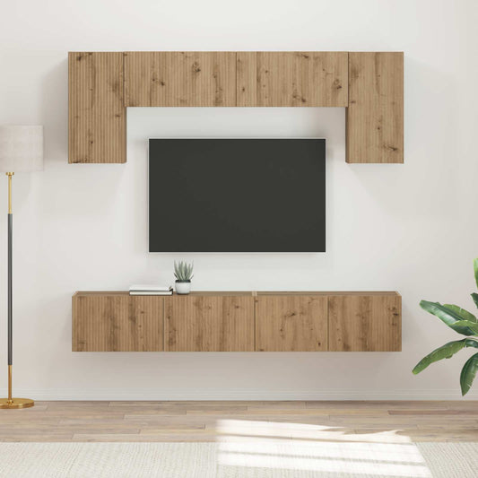 Conjunto De Mueble De Tv 4 Pcs Madera De Ingeniería