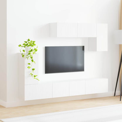 Conjunto De Mueble De Tv 4 Pcs Madera De Ingeniería