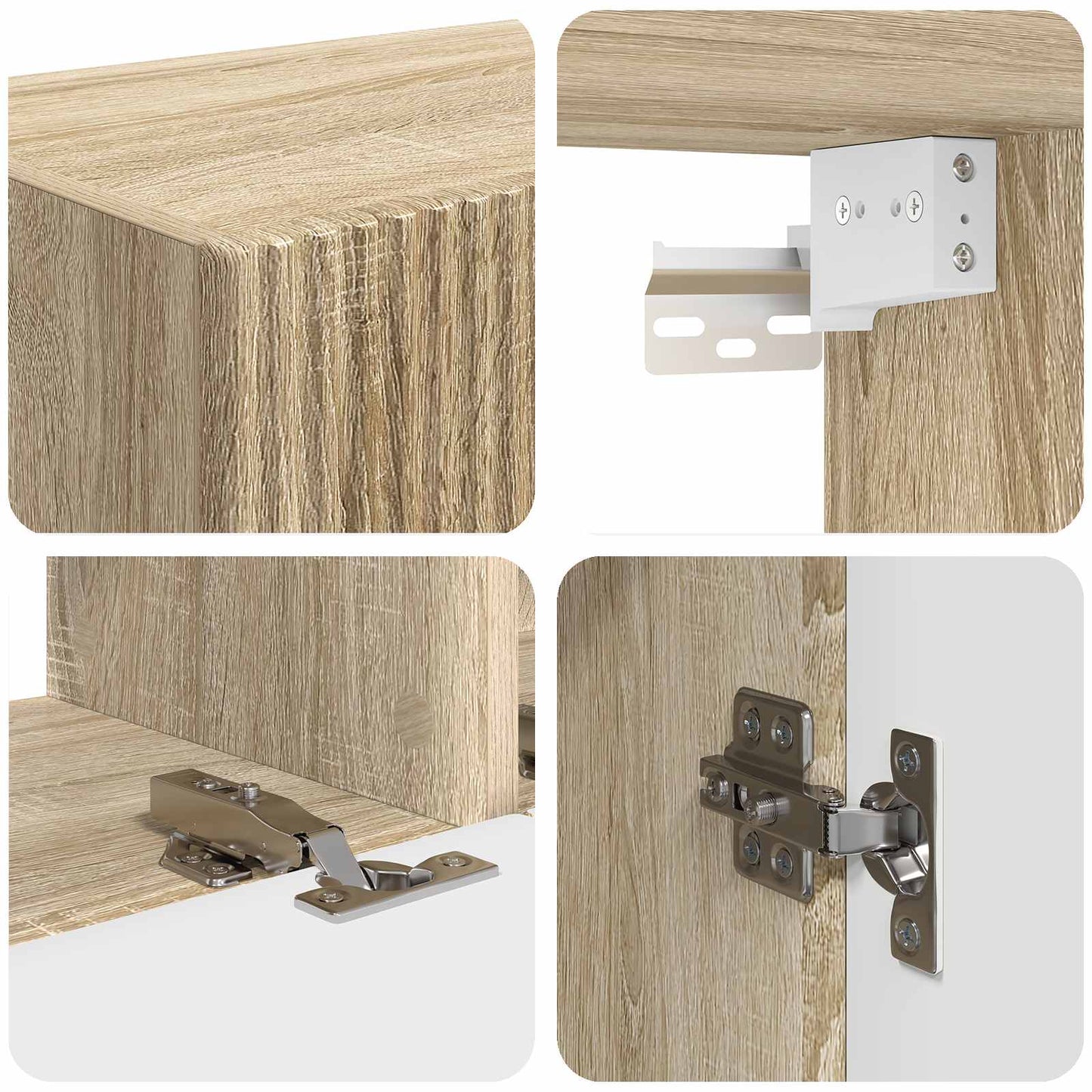 Conjunto De Mueble De Tv Montaje En La Pared 4 Pcs Roble Sonoma