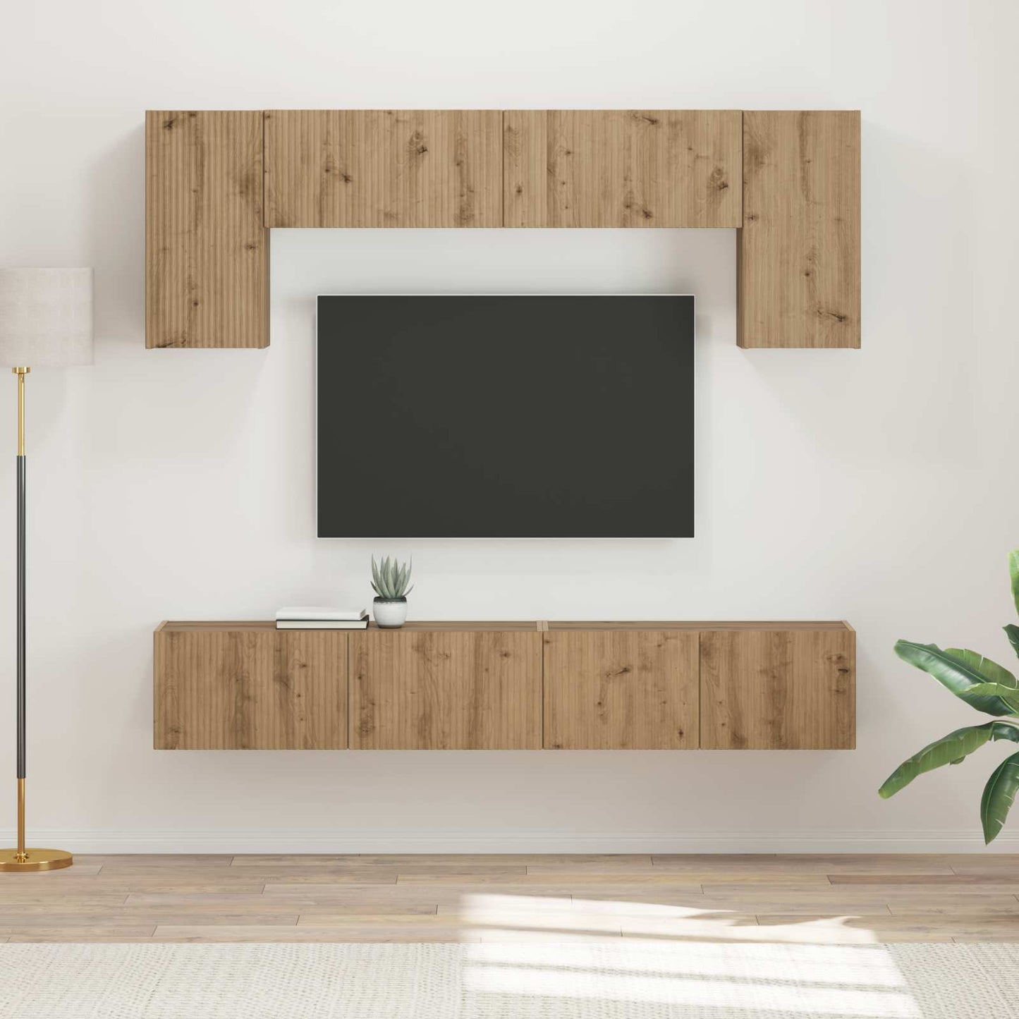 Conjunto De Mueble De Tv 4 Pcs Gris Concreto