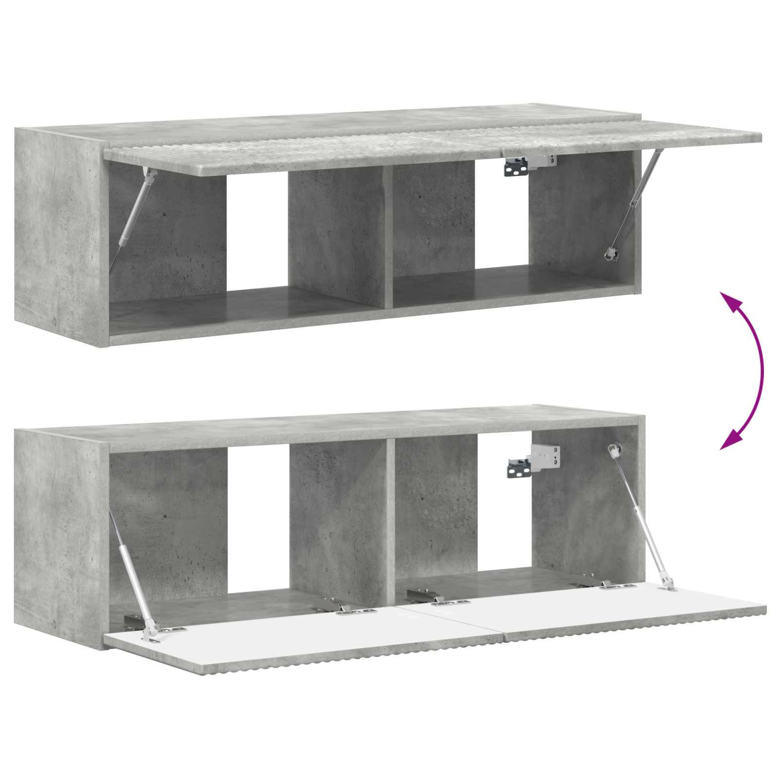 Conjunto De Mueble De Tv 4 Pcs Gris Concreto