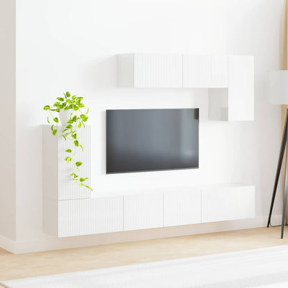 Conjunto De Mueble De Tv 4 Pcs Brillante Madera De Ingeniería
